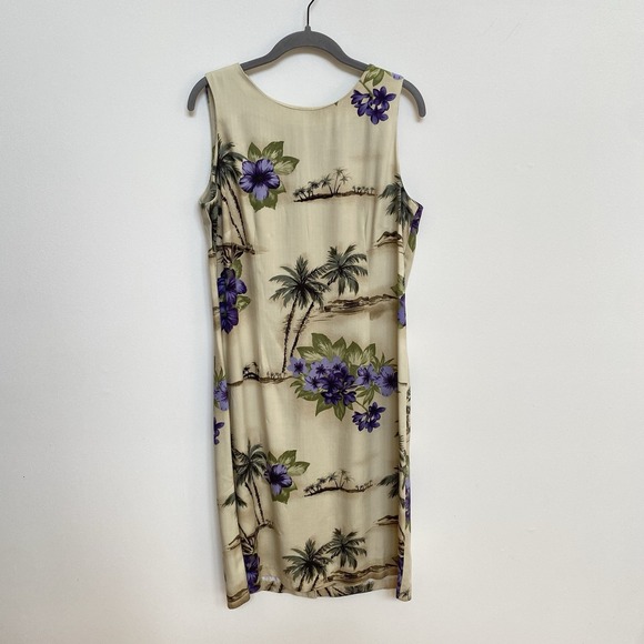 Vintage‎ K. Studio Palm Tree Beige Yellow Sleeveless Sheath Dres - Picture 7 of 7